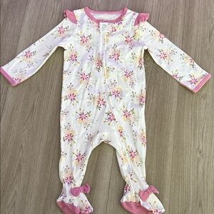 Floral Pink and White Kids One Piece